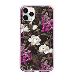 Чехол iPhone 11 Pro матовый Цветы Ночные Розы, цвет: 3D-розовый