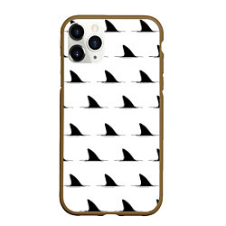 Чехол iPhone 11 Pro матовый Плавники акул - паттерн, цвет: 3D-коричневый