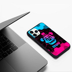 Чехол iPhone 11 Pro матовый FNAF мишка - neon gradient, цвет: 3D-черный — фото 2
