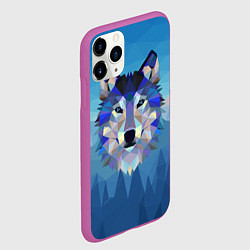 Чехол iPhone 11 Pro матовый Лоу Поли Волк Арт, цвет: 3D-фиолетовый — фото 2