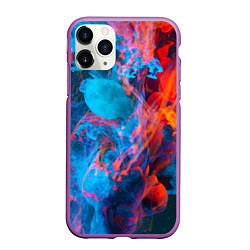 Чехол iPhone 11 Pro матовый Абстрактное переплетение оранжевой и синей красок, цвет: 3D-фиолетовый