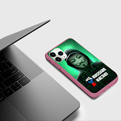 Чехол iPhone 11 Pro матовый Russian hacker green, цвет: 3D-малиновый — фото 2