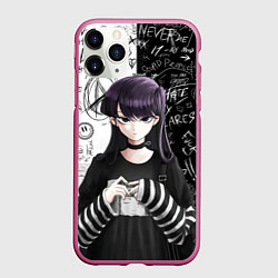 Чехол iPhone 11 Pro матовый Коми сан гот - проблемы с общением, цвет: 3D-малиновый