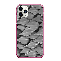 Чехол iPhone 11 Pro матовый Кожа акулы - броня, цвет: 3D-малиновый