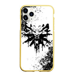 Чехол iPhone 11 Pro матовый The Witcher логотип и краска, цвет: 3D-желтый