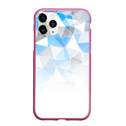 Чехол iPhone 11 Pro матовый Исчезающие серо-голубые полигоны, цвет: 3D-малиновый