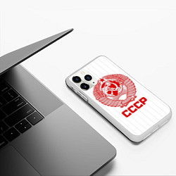Чехол iPhone 11 Pro матовый Герб СССР - Советский союз, цвет: 3D-белый — фото 2