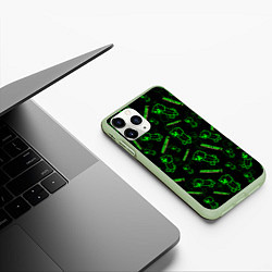 Чехол iPhone 11 Pro матовый Minecraft - Creeper салатовый неон, цвет: 3D-салатовый — фото 2