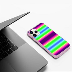 Чехол iPhone 11 Pro матовый Яркие разноцветные размытые полосы, цвет: 3D-розовый — фото 2