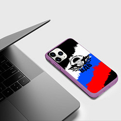 Чехол iPhone 11 Pro матовый ВДВ - герб и триколор, цвет: 3D-фиолетовый — фото 2