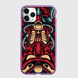 Чехол iPhone 11 Pro матовый Галактический костюм робота, цвет: 3D-фиолетовый