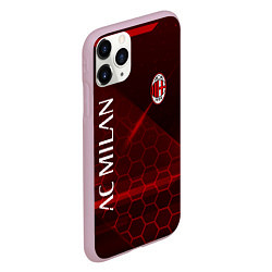 Чехол iPhone 11 Pro матовый Ac milan Соты, цвет: 3D-розовый — фото 2