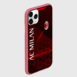 Чехол iPhone 11 Pro матовый Ac milan Соты, цвет: 3D-малиновый — фото 2