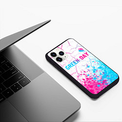 Чехол iPhone 11 Pro матовый Green Day neon gradient style: символ сверху, цвет: 3D-черный — фото 2