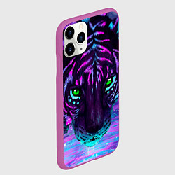 Чехол iPhone 11 Pro матовый Светящийся неоновый тигр, цвет: 3D-фиолетовый — фото 2