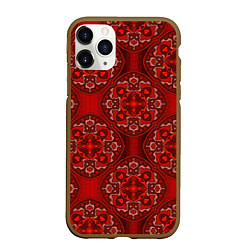Чехол iPhone 11 Pro матовый Красные абстрактные круглые узоры, цвет: 3D-коричневый
