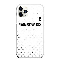 Чехол iPhone 11 Pro матовый Rainbow Six glitch на светлом фоне: символ сверху, цвет: 3D-белый