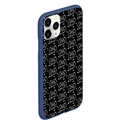 Чехол iPhone 11 Pro матовый Хмурые Мордочки Котов и Снежинки, цвет: 3D-тёмно-синий — фото 2