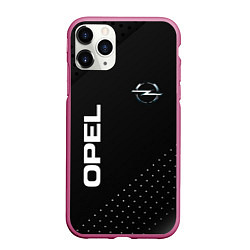 Чехол iPhone 11 Pro матовый Opel Карбон, цвет: 3D-малиновый