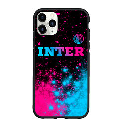 Чехол iPhone 11 Pro матовый Inter - neon gradient: символ сверху, цвет: 3D-черный