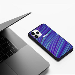 Чехол iPhone 11 Pro матовый Абстрактные волны Wave - синие, цвет: 3D-черный — фото 2