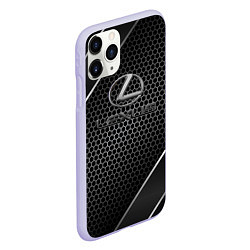 Чехол iPhone 11 Pro матовый Lexus Карбон, цвет: 3D-светло-сиреневый — фото 2