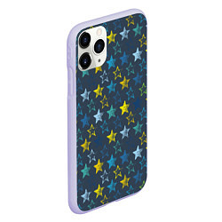 Чехол iPhone 11 Pro матовый Парад звезд на синем фоне, цвет: 3D-светло-сиреневый — фото 2