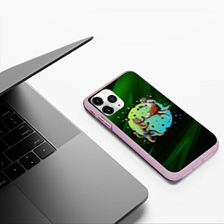 Чехол iPhone 11 Pro матовый Кошачий бой - карате, цвет: 3D-розовый — фото 2