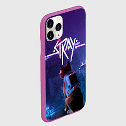 Чехол iPhone 11 Pro матовый Stray кот неон, цвет: 3D-фиолетовый — фото 2
