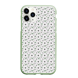 Чехол iPhone 11 Pro матовый Белые ромашки на зеленом текстурированном фоне, цвет: 3D-салатовый