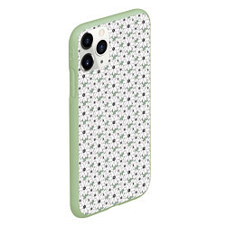 Чехол iPhone 11 Pro матовый Белые ромашки на зеленом текстурированном фоне, цвет: 3D-салатовый — фото 2