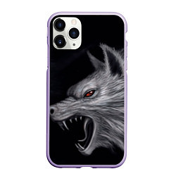 Чехол iPhone 11 Pro матовый Агрессивный волк, цвет: 3D-светло-сиреневый
