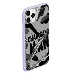 Чехол iPhone 11 Pro матовый Chainsaw man comix, цвет: 3D-светло-сиреневый — фото 2