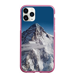 Чехол iPhone 11 Pro матовый Каракорум, К2, Чогори, 8614 м - вторая по высоте, цвет: 3D-малиновый