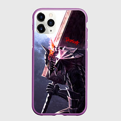 Чехол iPhone 11 Pro матовый Берсерк С Мечечём На Плече, цвет: 3D-фиолетовый
