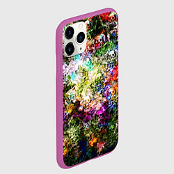 Чехол iPhone 11 Pro матовый Цветы на черепах, цвет: 3D-фиолетовый — фото 2