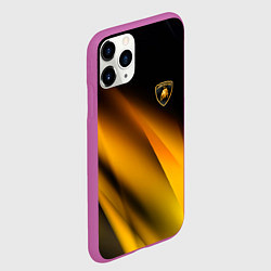 Чехол iPhone 11 Pro матовый Ламборгини - желтая абстракция, цвет: 3D-фиолетовый — фото 2
