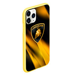 Чехол iPhone 11 Pro матовый Lamborghini - Жёлто-чёрный абстракция, цвет: 3D-желтый — фото 2