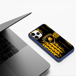Чехол iPhone 11 Pro матовый Lamborghini - жёлтые следы шин, цвет: 3D-тёмно-синий — фото 2