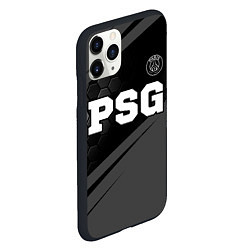 Чехол iPhone 11 Pro матовый PSG sport на темном фоне: символ сверху, цвет: 3D-черный — фото 2