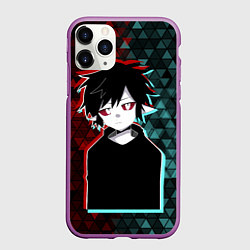 Чехол iPhone 11 Pro матовый Аниме парень Ketsu-кун, цвет: 3D-фиолетовый