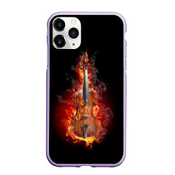 Чехол iPhone 11 Pro матовый Скрипка в огне, цвет: 3D-светло-сиреневый