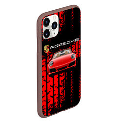 Чехол iPhone 11 Pro матовый Porsche - авто, цвет: 3D-коричневый — фото 2