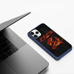 Чехол iPhone 11 Pro матовый Серп и молот символ СССР, цвет: 3D-тёмно-синий — фото 2