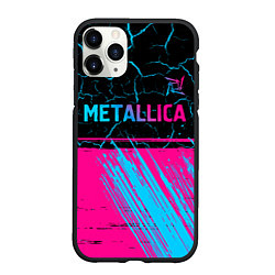 Чехол iPhone 11 Pro матовый Metallica - neon gradient: символ сверху, цвет: 3D-черный