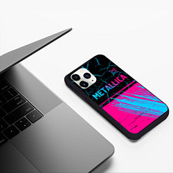 Чехол iPhone 11 Pro матовый Metallica - neon gradient: символ сверху, цвет: 3D-черный — фото 2