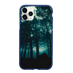 Чехол iPhone 11 Pro матовый Тёмный лес на закате, цвет: 3D-тёмно-синий
