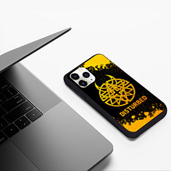 Чехол iPhone 11 Pro матовый Disturbed - gold gradient, цвет: 3D-черный — фото 2