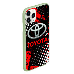 Чехол iPhone 11 Pro матовый Тойота - следы-шины, цвет: 3D-салатовый — фото 2