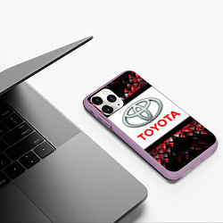 Чехол iPhone 11 Pro матовый Toyota - абстракция - лого, цвет: 3D-сиреневый — фото 2
